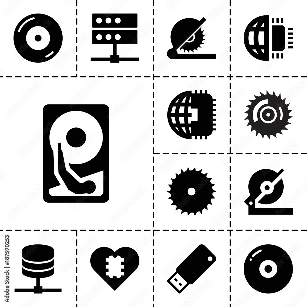 Poster disk icons. set of 13 editable filled disk icons