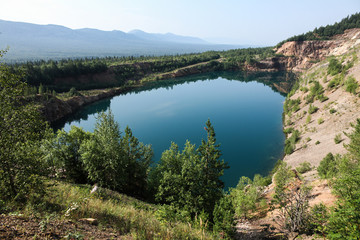 beautiful landscape view of mountains and lake, Altai, Russia