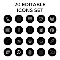 Office icons. set of 20 editable outline office icons