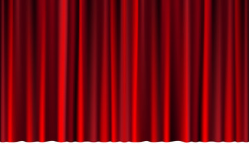Red closed curtain in a theater or ceremony for your design. Draped Theatrical scene isolated on white. vector illustration.