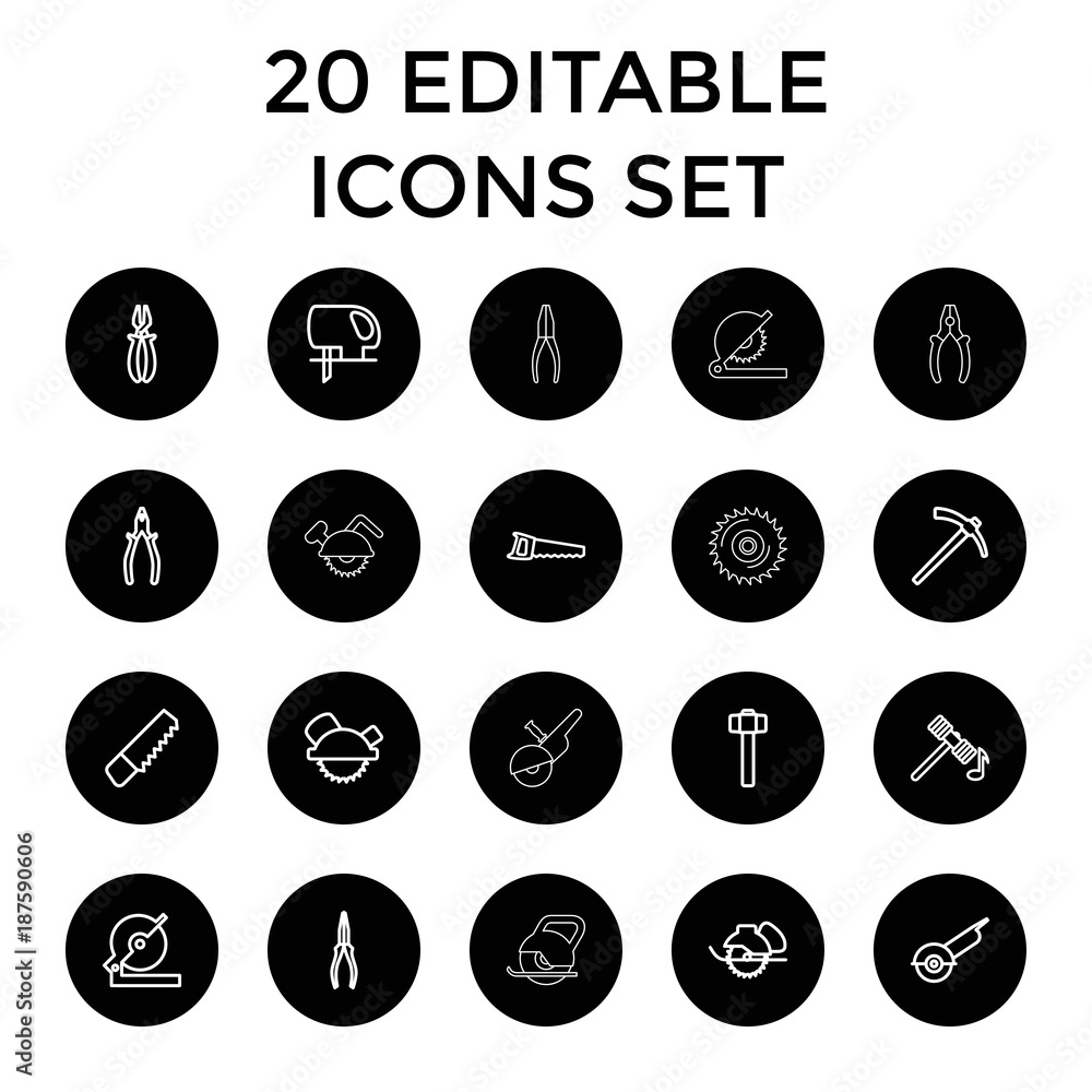 Poster carpentry icons. set of 20 editable outline carpentry icons