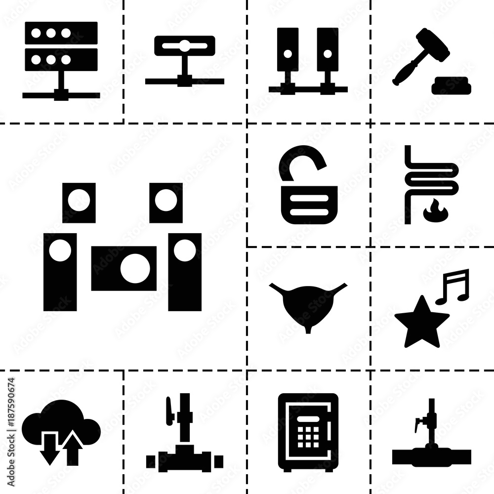 Poster System icons. set of 13 editable filled system icons