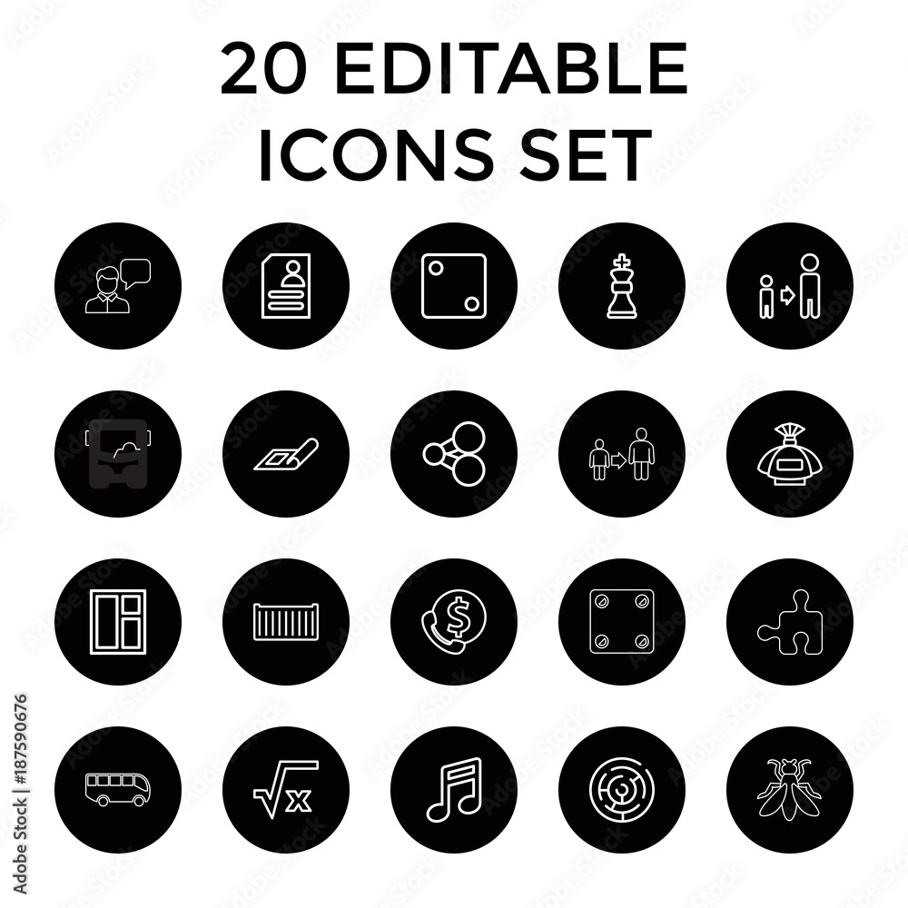 Poster square icons. set of 20 editable outline square icons