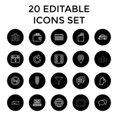 Pictogram icons. set of 20 editable outline pictogram icons