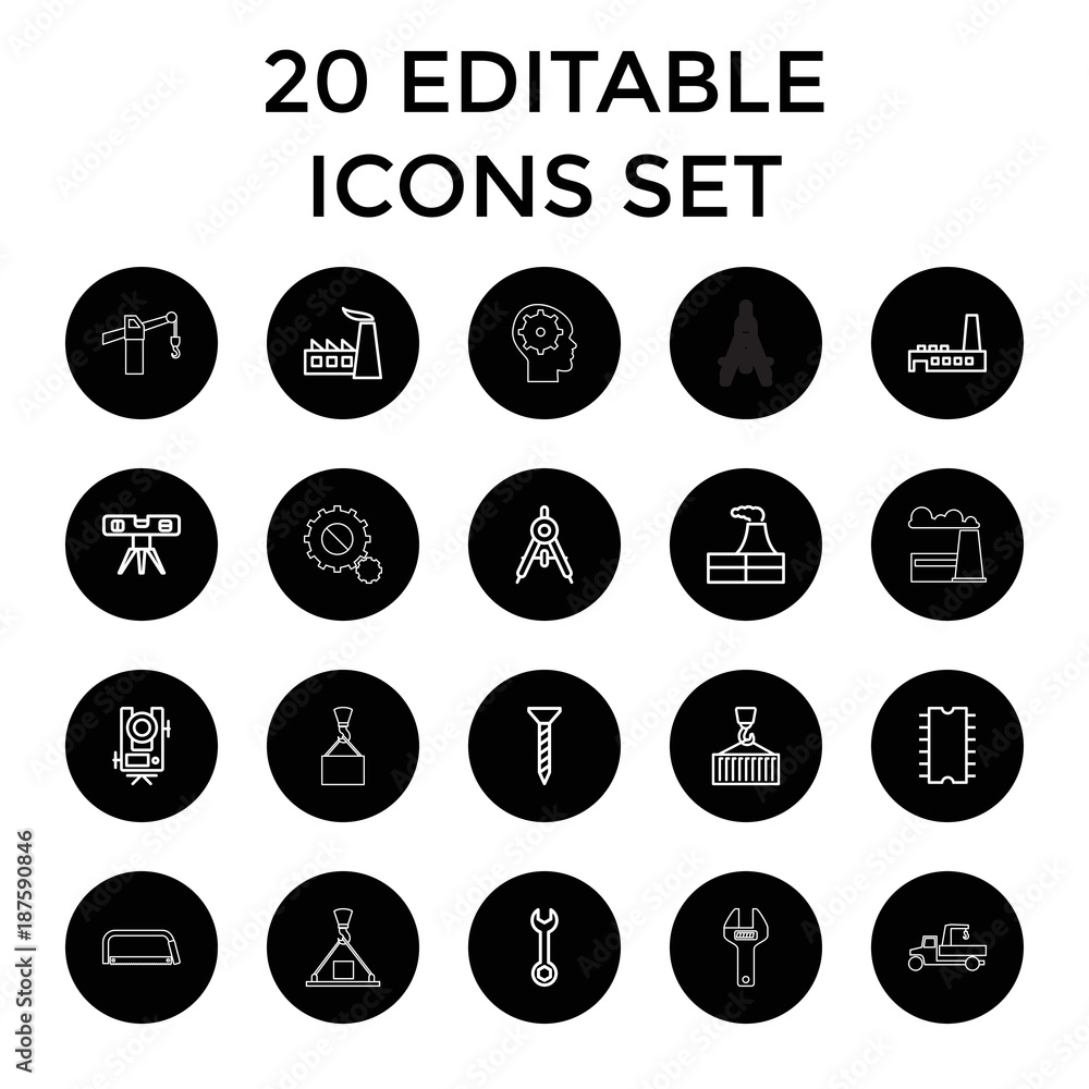 Poster Engineering icons. set of 20 editable outline engineering icons