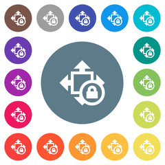 Size lock flat white icons on round color backgrounds