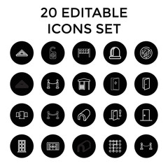Entrance icons. set of 20 editable outline entrance icons