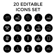 Engineering icons. set of 20 editable outline engineering icons