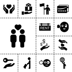 Holding icons. set of 13 editable filled holding icons
