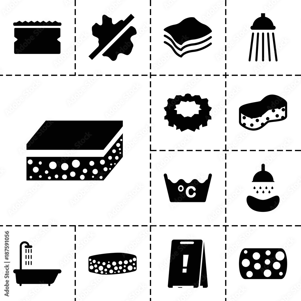 Sticker Wet icons. set of 13 editable filled wet icons