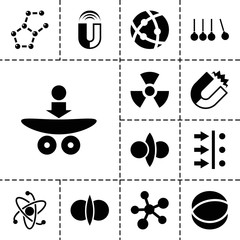 Physics icons. set of 13 editable filled physics icons