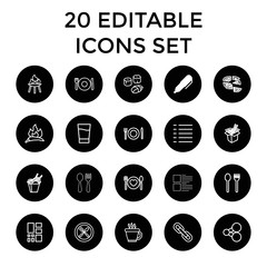Menu icons. set of 20 editable outline menu icons
