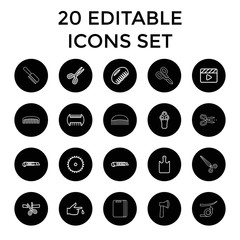 Cut icons. set of 20 editable outline cut icons