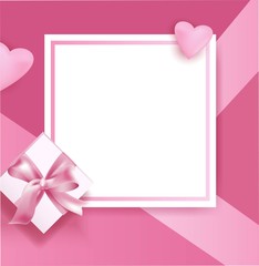 Romantic frame for Valentine day, poster template. Vector illustration