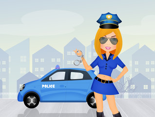 illustration of police girl
