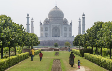 Admiring the Taj Mahal from Mehtab Bagh park in Agra, Uttar Pradesh, India