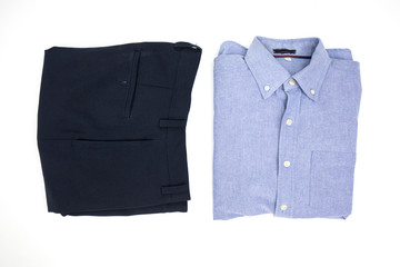 Top view business shirt and long trousers