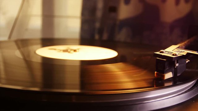 Vinyl Record is Rotating.Close Up