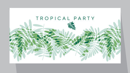 Green tropical pattern vector illustration for card, invitation, poster, header. Exotic forest leaves motif for surface design,