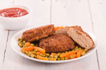 Meatballs on white dish. 