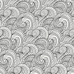 Doodle decorative ornamental curly vector seamless pattern