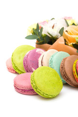 Colorful macaroon on white