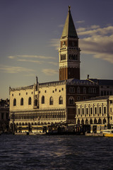 Fototapeta premium View of Venice, St. Mark's Square and church tower and the lagoon, Italy