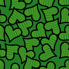 Seamless background with decorative hearts. Valentine's day. Handmade drawing. Textile rapport.