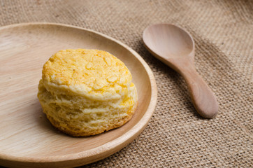 Homemade Cheese Scones on the wood Plate