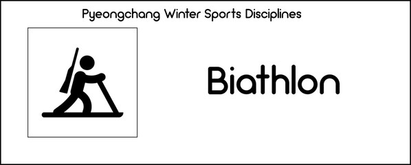 Icon depicting Biathlon discipline of winter sports games in Pyeongchang