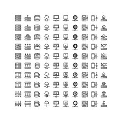 server icon set line vector isolated