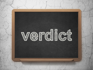 Law concept: text Verdict on Black chalkboard on grunge wall background, 3D rendering