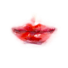 Female Red Lips Isolated