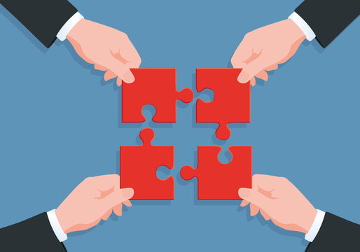 solution - puzzle - équipe - partenariat - entreprise - concept - ensemble - union -, succès - réussite