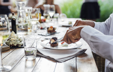 Man Eating Dessert
