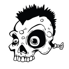 punk skull black and white