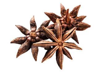 The anise stars isolated on white background