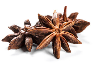 The anise stars isolated on white background