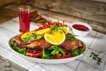 Roast duck with oranges