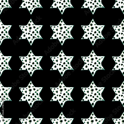 Seamless Watercolor Stars Pattern Magic Festive Background Hand