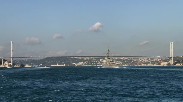 USS Porter passing Bosphorus of Istanbul province Turkey