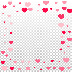Hearts Confetti Falling Background. St. Valentine's Day pattern. Love.