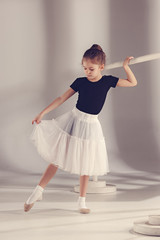 The little balerina dancer on gray background © master1305