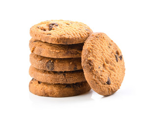 chocolate chip cookies on white background