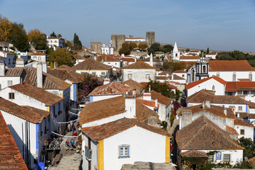 View from the City Wall of the Beautiful Village of Obidos, Portugal
