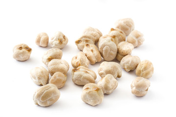 Chickpeas uncooked isolated on white background

