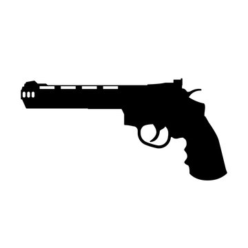 Black silhouette of gun on a white background. Weapons of police and army