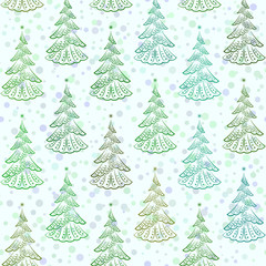 Christmas Seamless Background with Holiday Fir Trees, Winter Symbolic Tile Pattern for Your Design. Vector