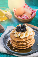 Serving pancakes for healthy brunch