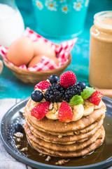 Perfect pancakes with fresh forest fruits